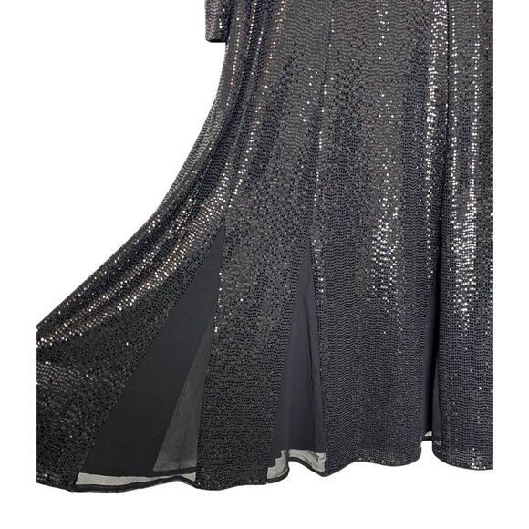 Chico's Black Sequin Midi Party Dress XL (Size 3) Glam Sparkle V-Neck Holiday - Picture 10 of 13